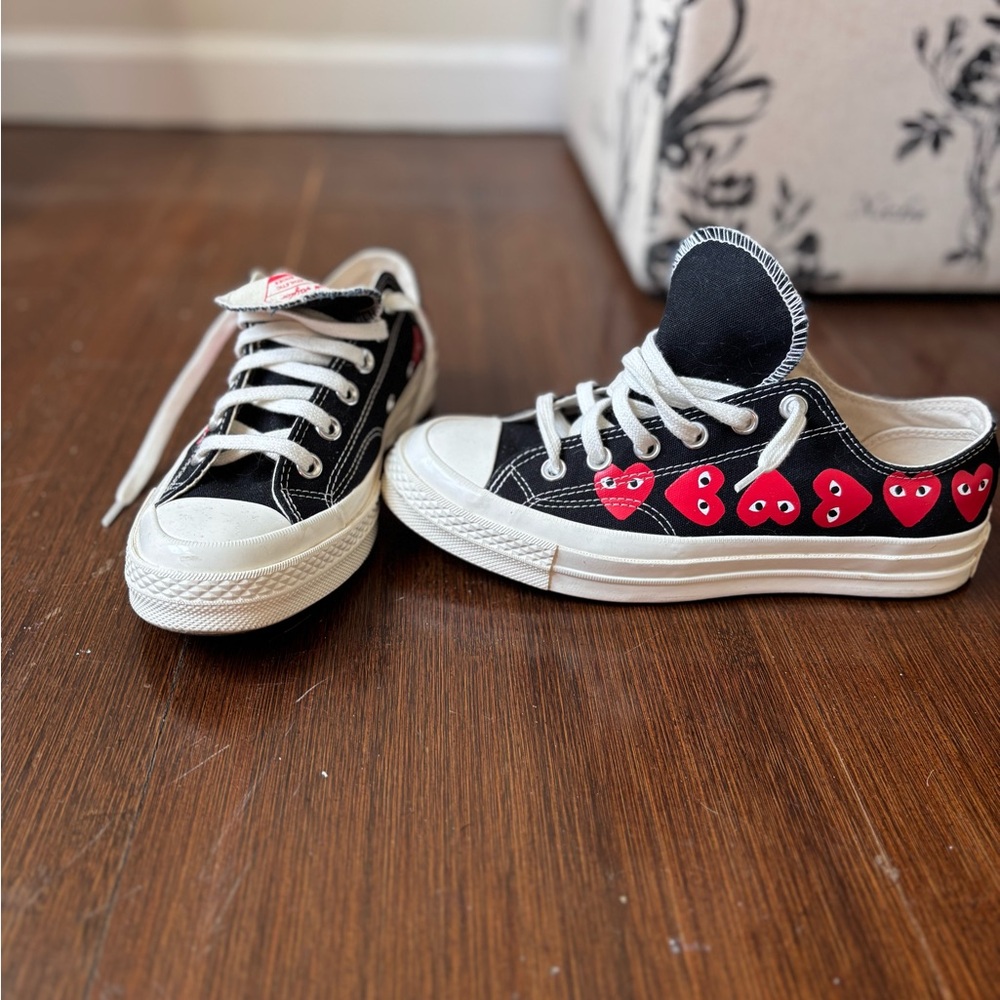 Black and Red Heart Sneakers